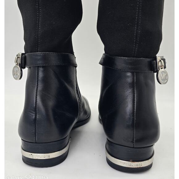 Michael Kors Black Leather Knee High Boot Tall Riding Zippered Boots Women's 8M - Picture 8 of 13